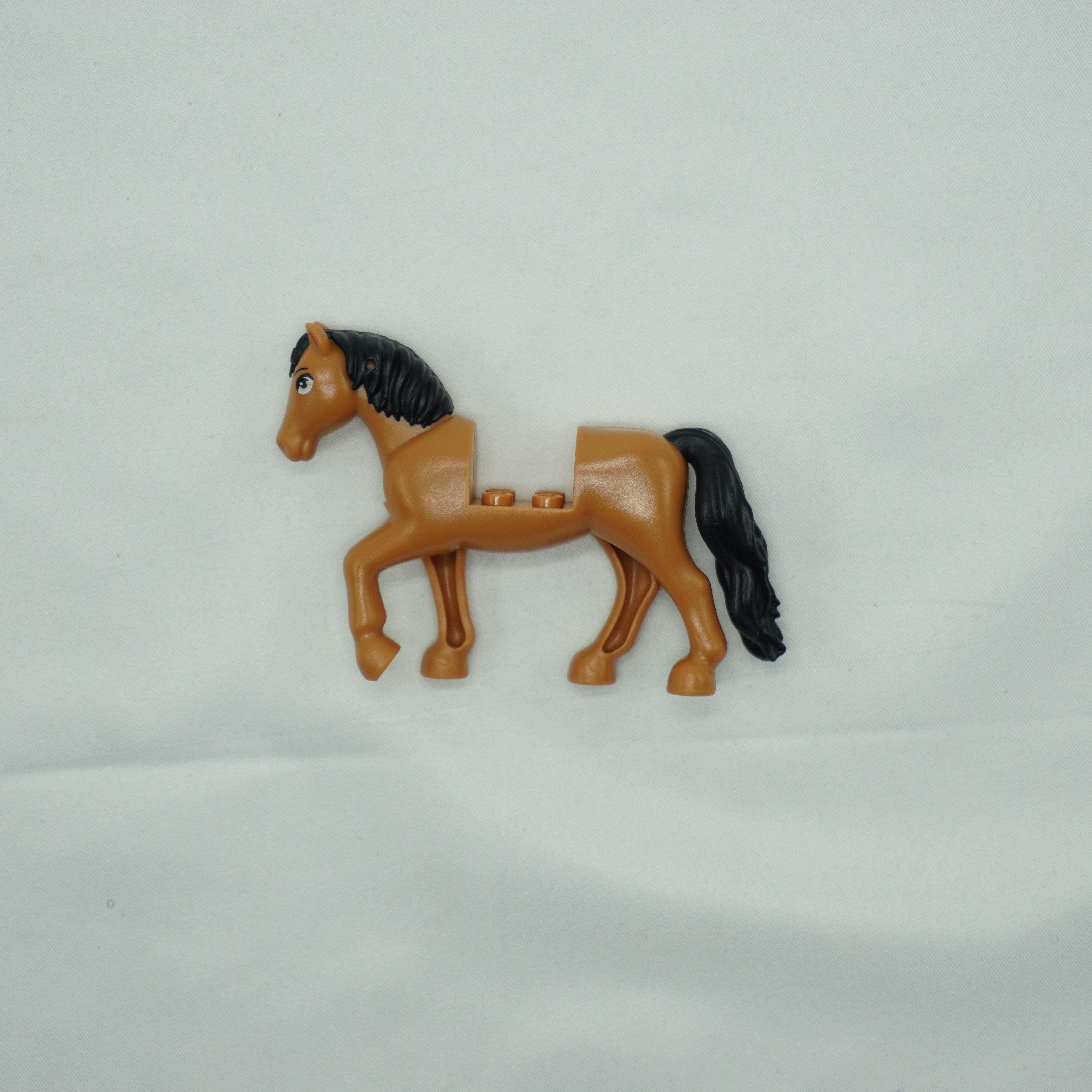 Part bb1279c01pb02 - Horse with 2 x 2 Cutout and Movable Neck with Molded Dark Brown Tail and Mane and Printed Eyes Pattern