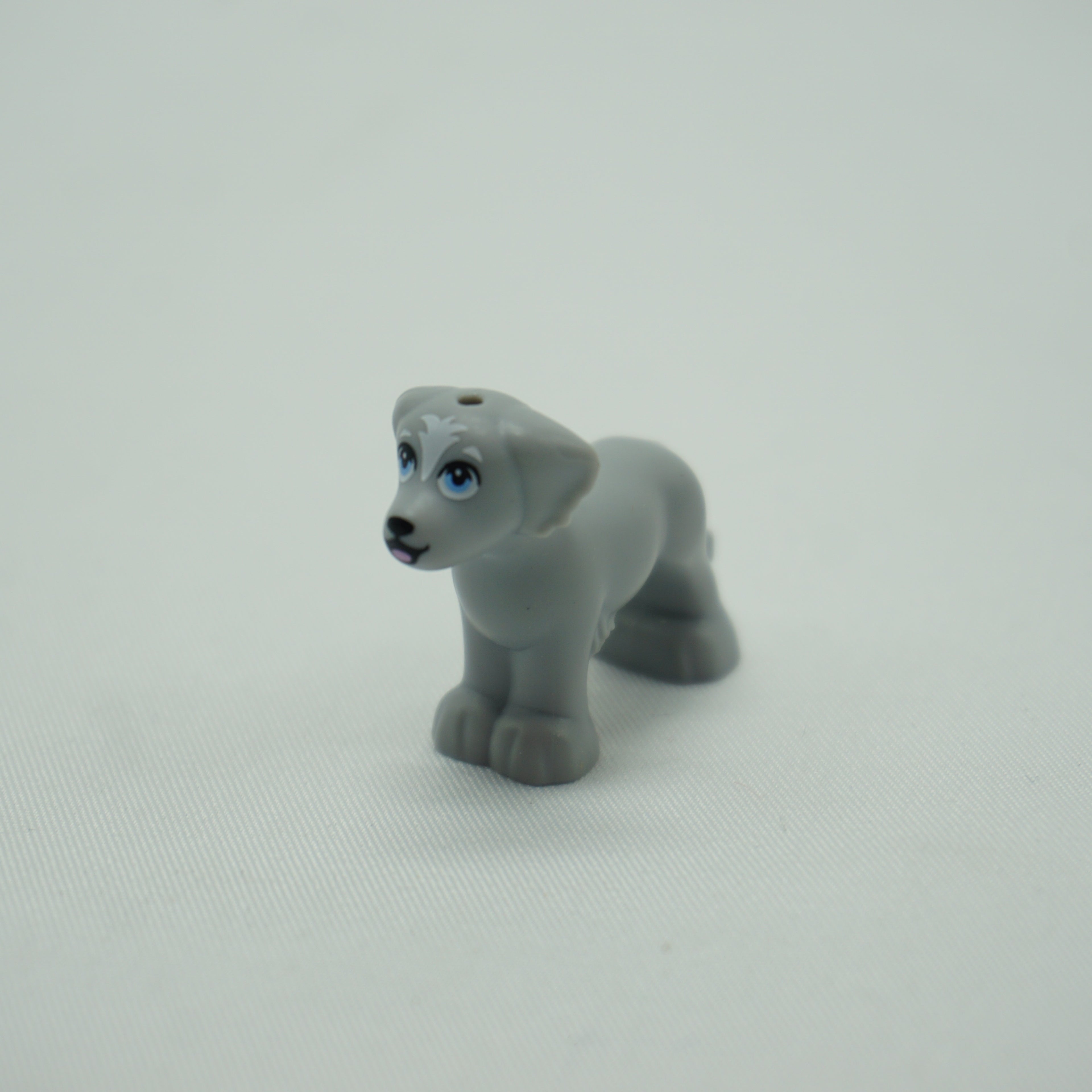 Part 3168pb05 - Dog, Friends, Shaggy Fur, Ears, and Tail with Black Nose, Open Mouth and Eyelids, Bright Pink Tongue, White Eyebrows and Blaze and Bright Light Blue Eyes Pattern