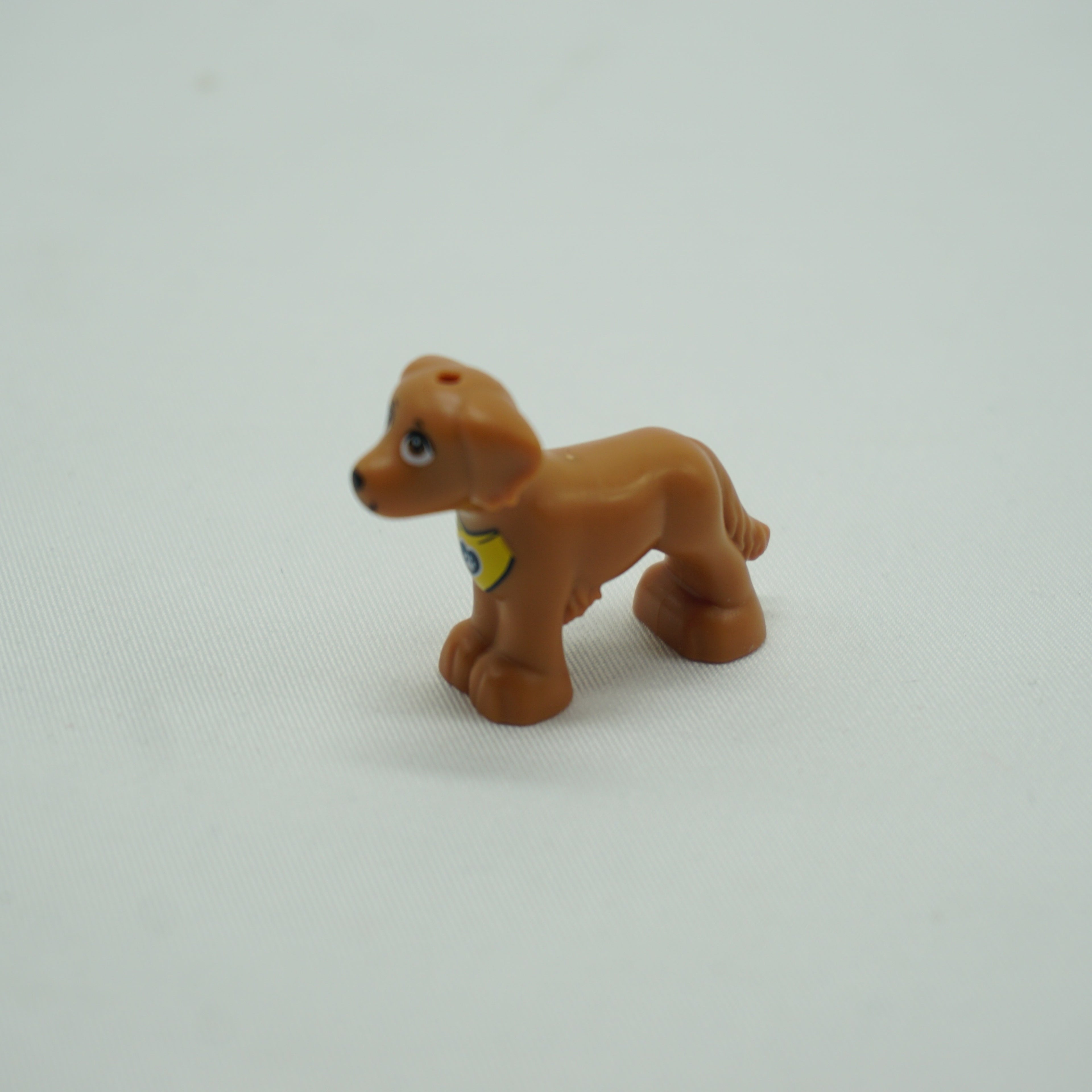 Part 3168pb06 - Dog, Friends, Shaggy Fur, Ears, and Tail with Black Nose, Mouth, Eyelids and Eyebrows, Yellow Bandana with Heart and White Paw Print Pattern (Rocky)
