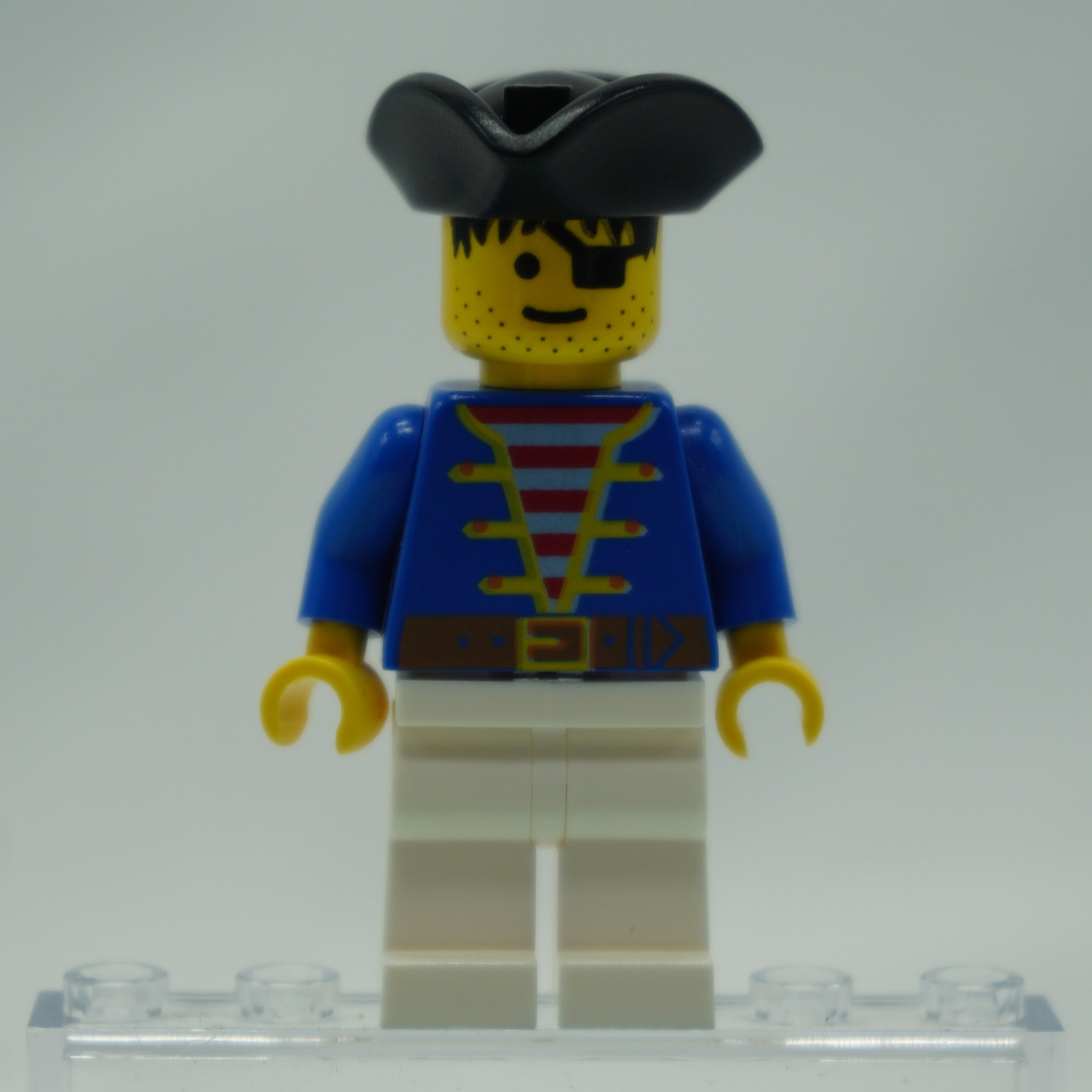 Minifig pi006 - Pirate Blue Jacket White Legs, Black Pirate Triangle Hat